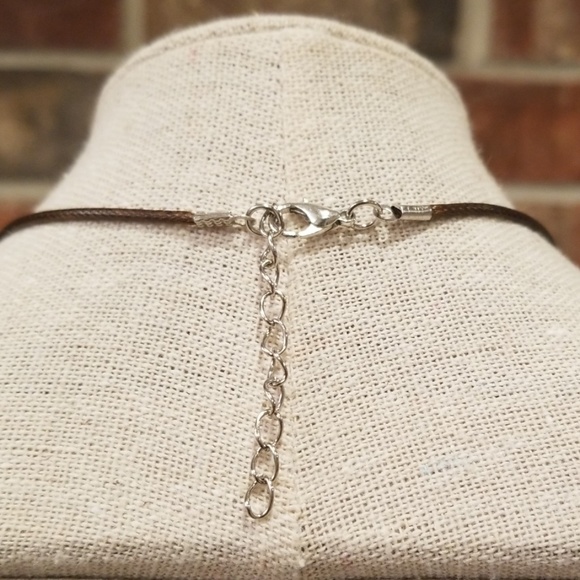 Brown Leather Point Pendant Necklace - Picture 5 of 5